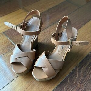 Cathy Jean Tan Platform Wedge Sandals